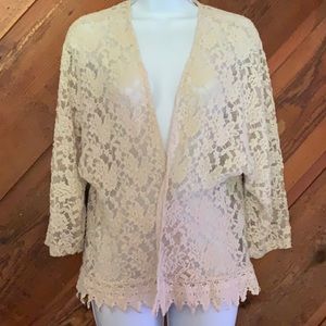 Haute Monde Women’s Medium Cream Lace Cardigan